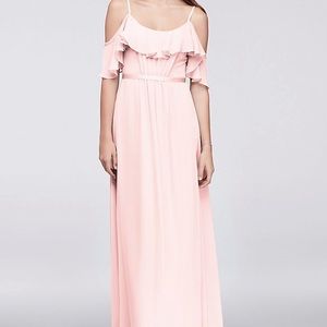 David’s Bridal Blush Cold Shoulder Pink Long Dress